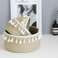thumbnail image 3 of Greyghost Panier de Rangement Rétro en Corde de Coton avec Franges Panier de Rangement Tissé pour la Maison, 3 of 7