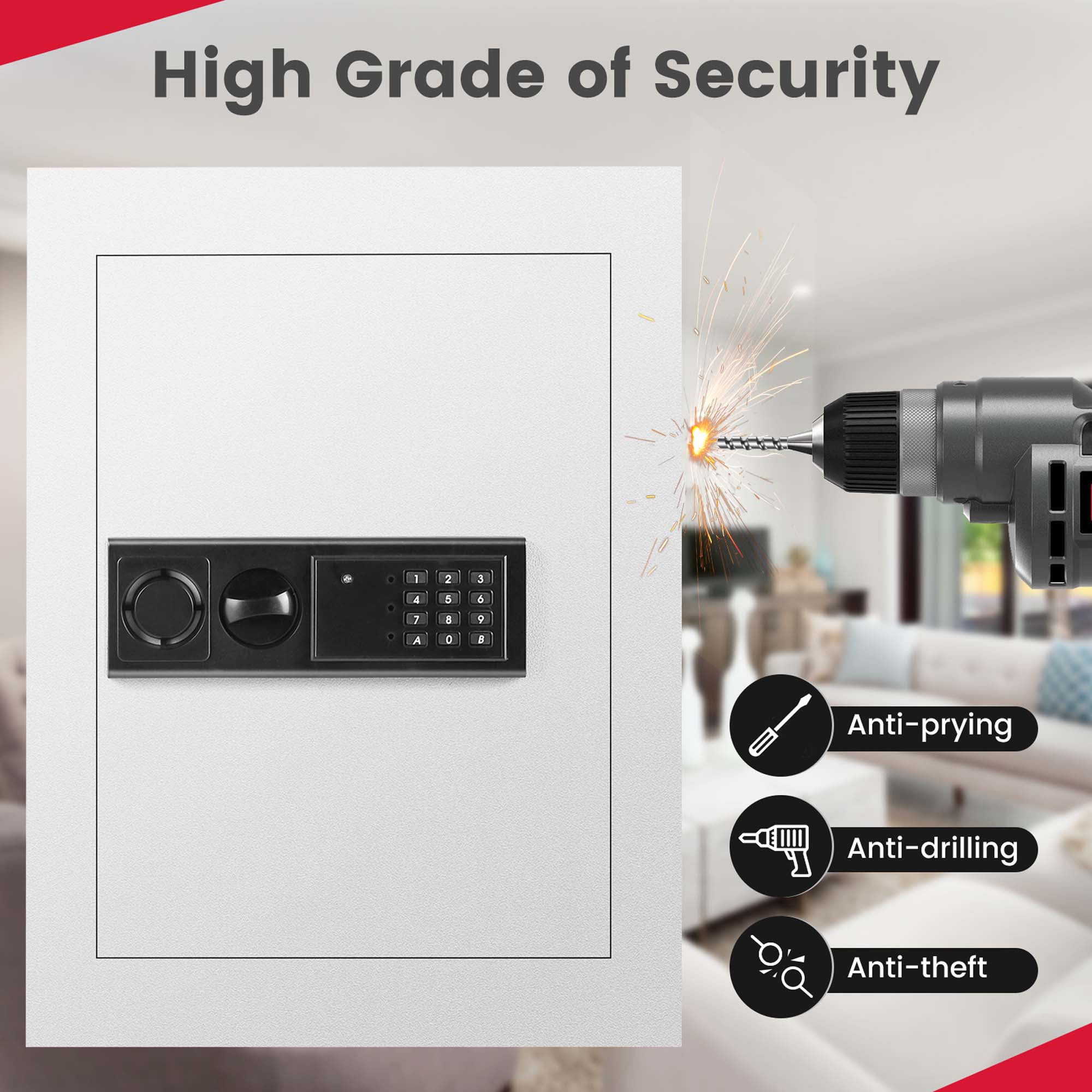 Digital Flat Recessed Wall Safe Home Security Lock Gun Cash Box Electronic