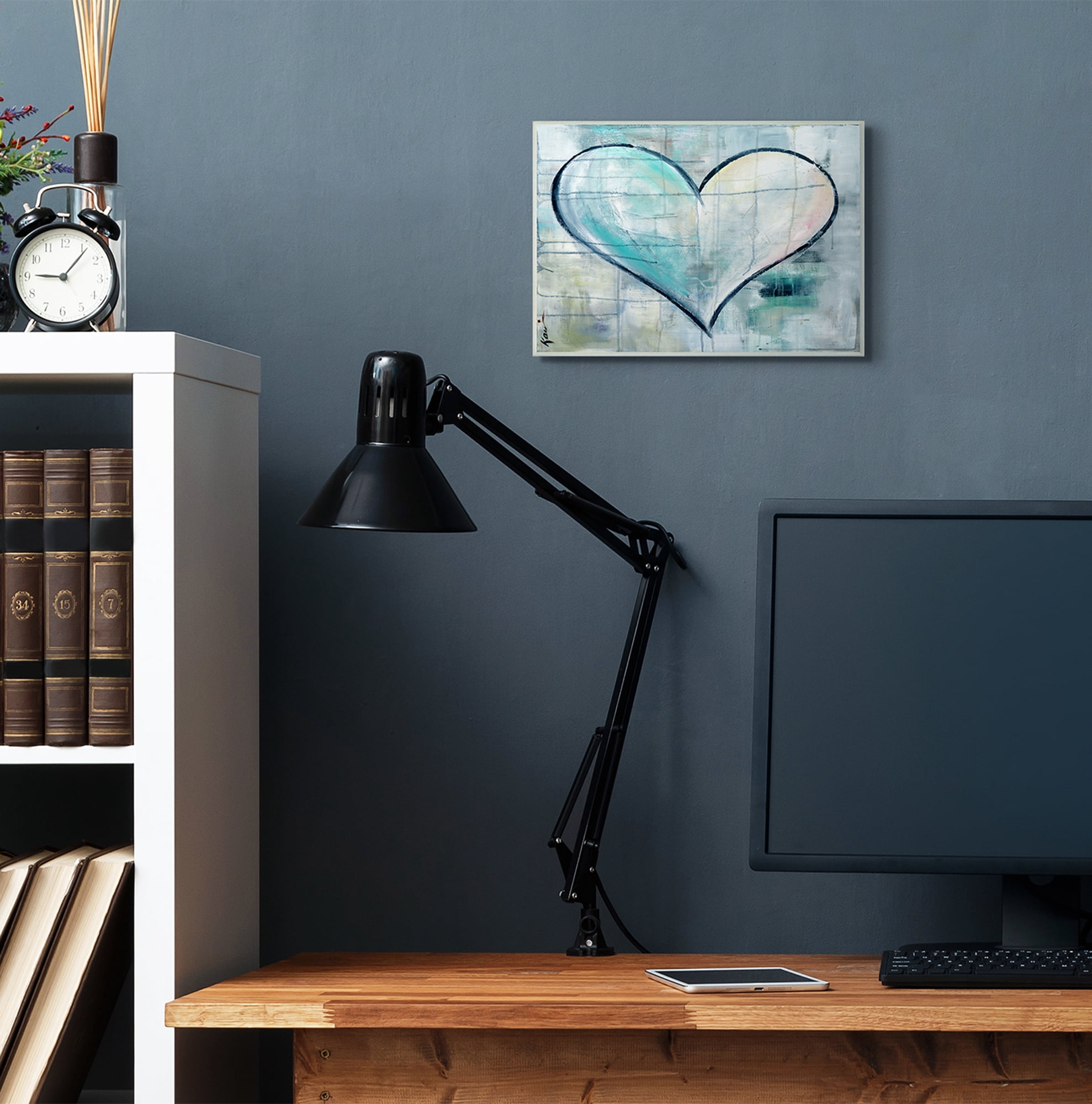 Stupell Industries Graffiti Texture Heart Blue White Painting Wall Plaque by Kami Lerner