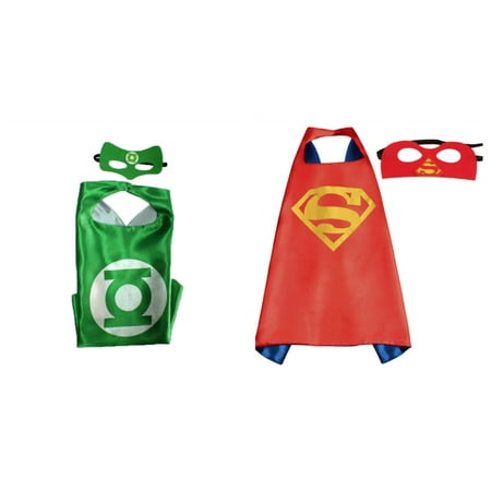 Green Lantern & Superman Costumes - 2 Capes, 2 Masks w/Gift Box by Superheroes