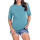 thumbnail image 1 of Camiseta informal holgada lisa para mujer - Manga corta, transpirable, básica para el día a día, 1 of 6
