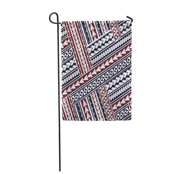 SIDONKU Blue Curl Maori Tribal Pattern Polynesian Aboriginal Ethnic Indigenous Ink Garden Flag Decorative Flag House Banner 28x40 inch