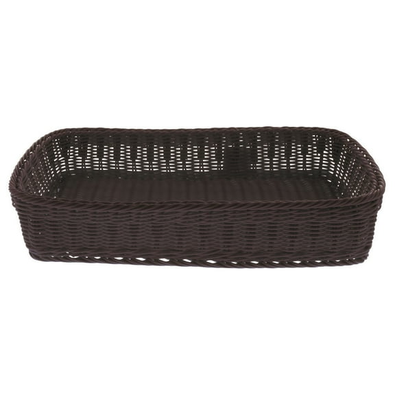 HUBERT Storage Basket, Rectangular Brown Plastic Wicker - 20 7/8 L x 12 3/4 W x 4" H