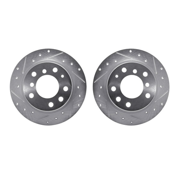 Dynamic Friction Company Rear Brake Rotors-Drilled and Slotted-Silver 7002-31072