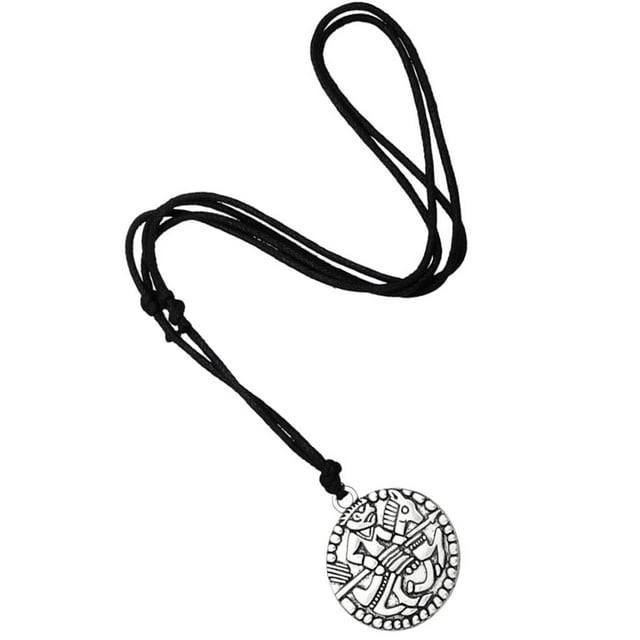 Retro Caballeros Nórdicos Lanzas Grabado Collar Colgante Plata