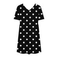 thumbnail image 4 of Women's 2025 Floral Short Sleeve Sweater Dresses Solid Color Summer Short Sleeved Dress, Black L on Clearance, 4 of 4
