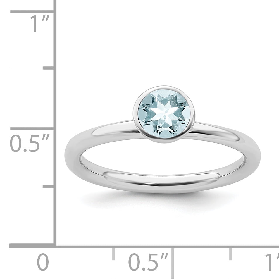 High 5mm Swarovski Sterling Silver March Ring