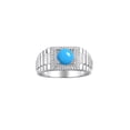 thumbnail image 1 of RYLOS Men's Ring Sterling Silver Ring, 7MM Round Shape Gemstone Designer Style Rings Turquoise December Birthstone Rings Silver Size 13, 1 of 7