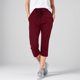 thumbnail image 2 of Pantalones casuales de cintura elástica para mujer: largo medio, bolsillos y diseño con cinturón, mezcla de algodón para primavera/verano/otoño, talla real., 2 of 5