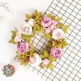 thumbnail image 3 of Artificial Peony Flower Wreath - Vintage Blooming Silk Peonies Spring Summer Fall Winter Large Wreaths Flower Green Leaves for Outdoor Front Door Indoor Wedding Wall Or Window Décor, 3 of 8