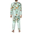 thumbnail image 5 of Kll World Travel Map Sleepwear Mens Flannel Pajamas,Long Cotton Pj Set, 5 of 9