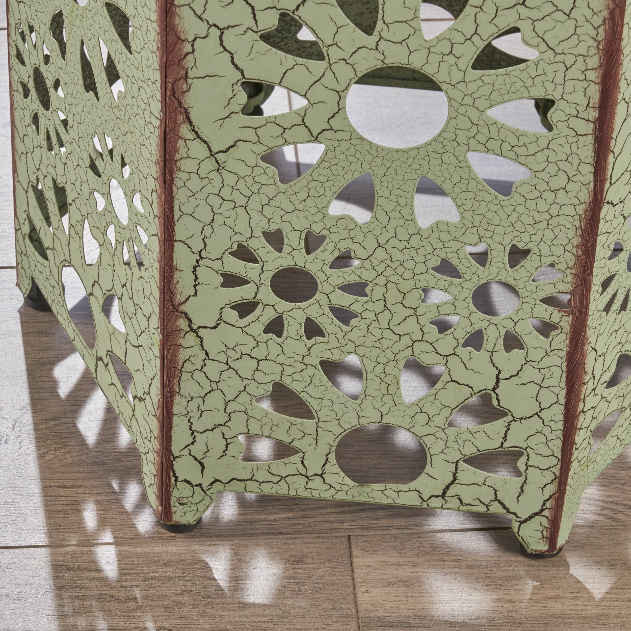 Noble House Vania Iron Hexagonal Side Table, Green