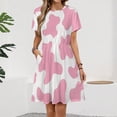 thumbnail image 2 of Strawberry Pink Cow Print Pattern Women's Dress Short Sleeve Summer Sundress Summer Women Clothes, 2 of 7