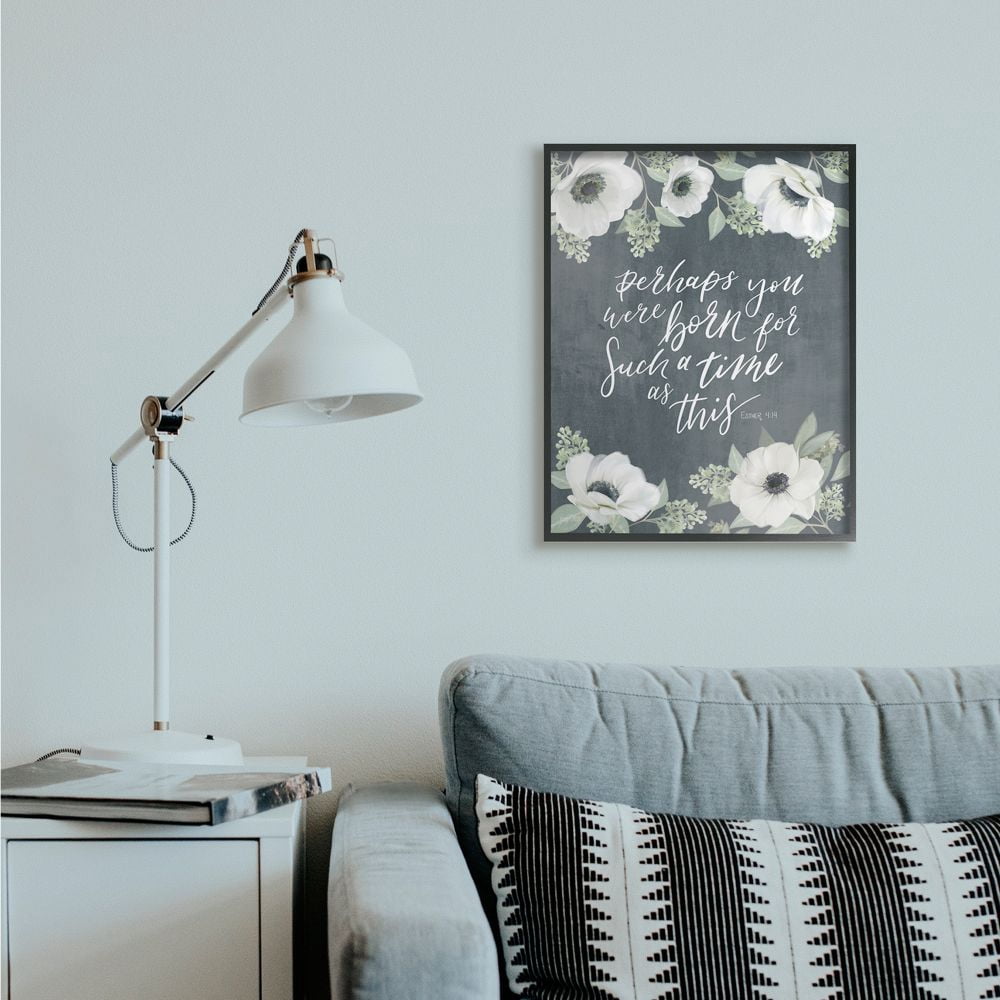 Stupell Industries Born For Such A Time As This Spiritual Floral Proverb Framed Wall Art Design by House Fenway, 24" x 30", Black Framed