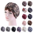 thumbnail image 2 of CUZIBR Women Turban Hat Head Wraps One Size Beanie Cap Class Turban Headband Leopard Print Ruched Fashionable Headscarf Vintage Cross Twist Hair Wrap Breathable Soft Cozy Hair Covers,A,One Size, 2 of 2