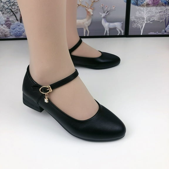 WIZUTIZ Block Heel Sandals for Women Sandals for Women 2025 Comfort Retro Stretchy Beach Sandals Buckle Summer Shoes Low Heel (1"-2") Wide Solid Sandals for Older Women Going Out Black