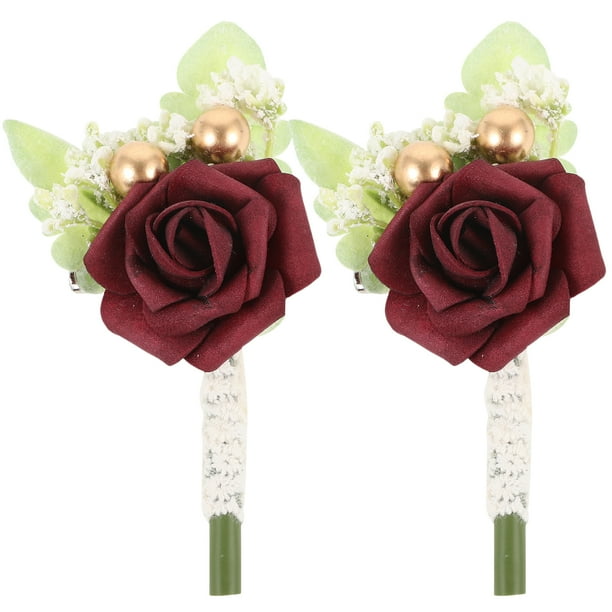 2 piezas de ramilletes de flores artificiales para boda, para hombre y mujer