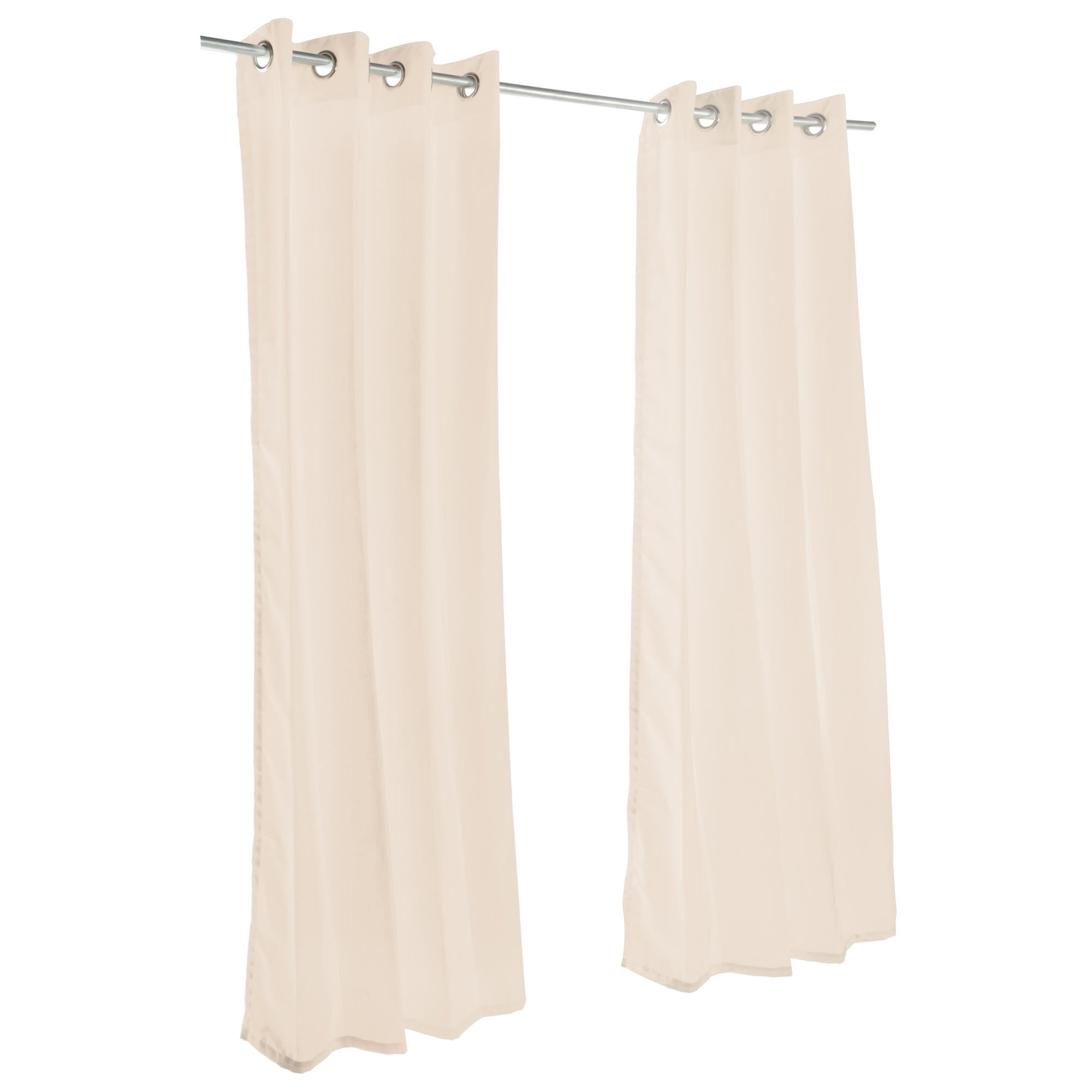 Sunbrella Canvas Antique Beige Outdoor Curtain with Nickel Plated Grommets 50 in. x 108 in.
