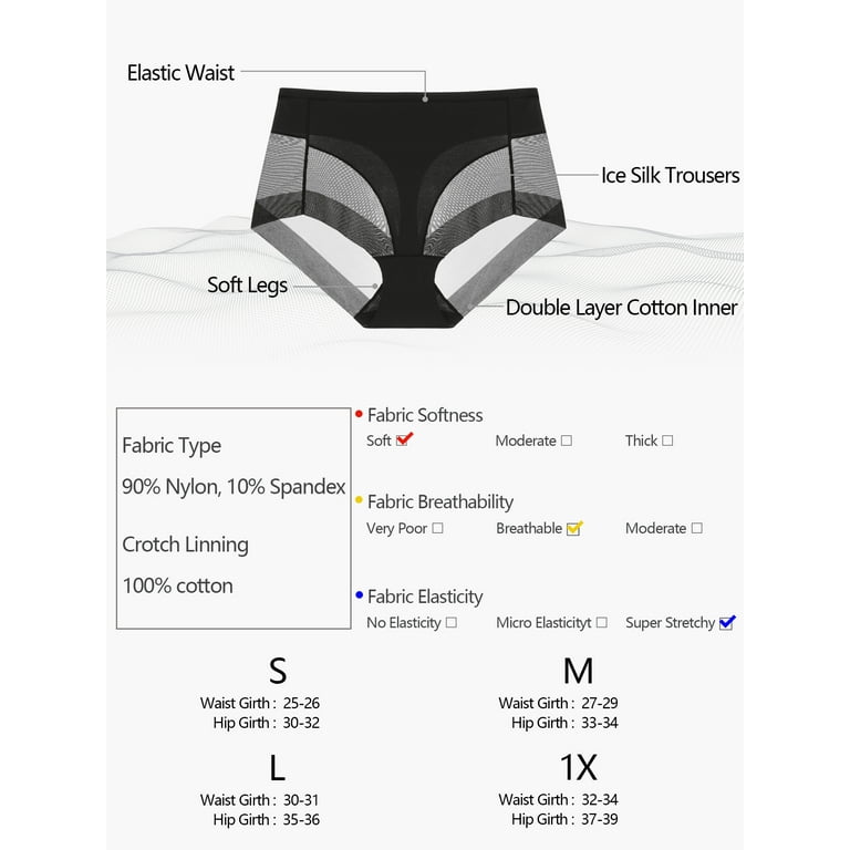 Unique Bargains Women's Plus Size Seamless High Rise Laser Cut Brief  Stretchy Underwear