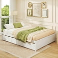 thumbnail image 4 of Costway Cadre de Lit en Bois Format Grand avec Tiroirs de Rangement Roulants Support à Lattes en Bois Blanc, 4 of 10