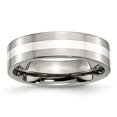 thumbnail image 1 of 6 mm Titanium Sterling Silver Inlay Flat Polished Band, Size 6.5, 1 of 1