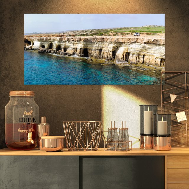 Grottes Marines Près du Cap Greco Panorama - Uvre d'Art Moderne sur Toile