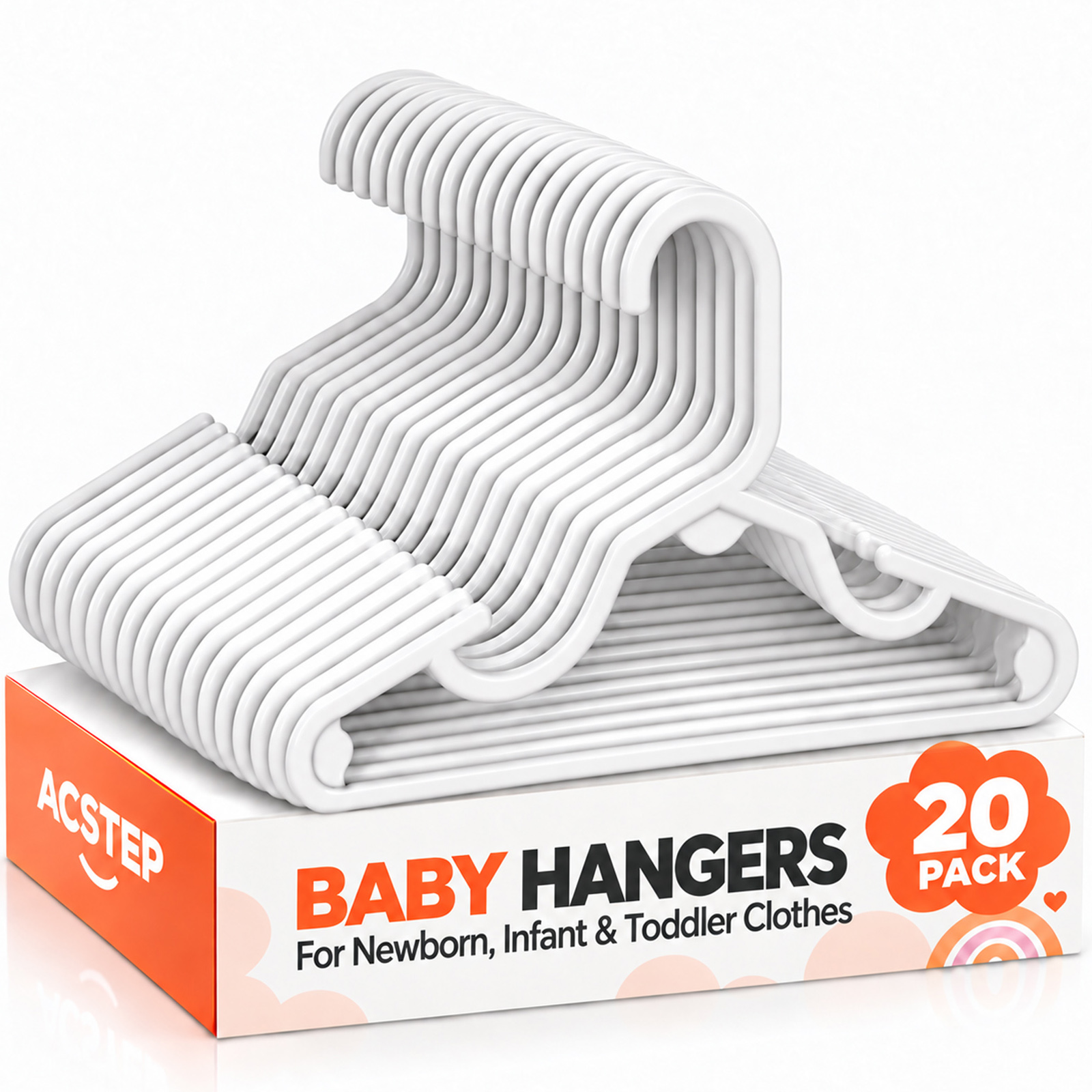 ACSTEP Baby Hangers 20 Pack, 11.5 Inch White
