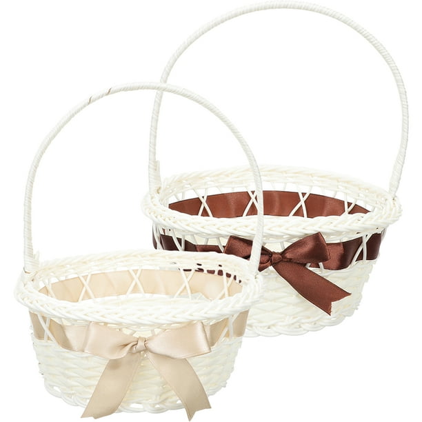 2pcs Canasta de almacenamiento tejido con mango Cesta de canasta de canasta Favor Canasta para bodas para bodas