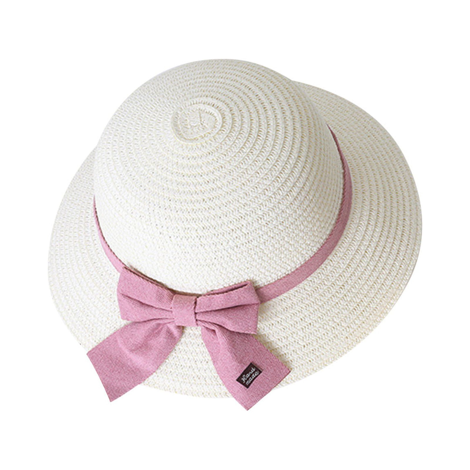 Summer Women Visors on Sale Flower Bow Wide Brim Straw Sun Hat with