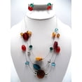 thumbnail image 2 of 3pc clip on multi colored beaded necklace, earrings and stretch bracelet set, 2 of 5