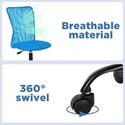 BestOffice Ergonomic Armless Office Chair with Adjustable Height, Lumbar Support for Adults(Blue)