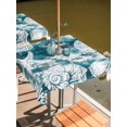 thumbnail image 2 of Outdoor Tablecloth with Umbrella Hole for Patio/Picnic/Party/Camping, Teal Coastal Waterproof Table Cloth Square Cover Washable, Modern Oil Painting Starfish Coral Shell (54"x 54"), 2 of 9