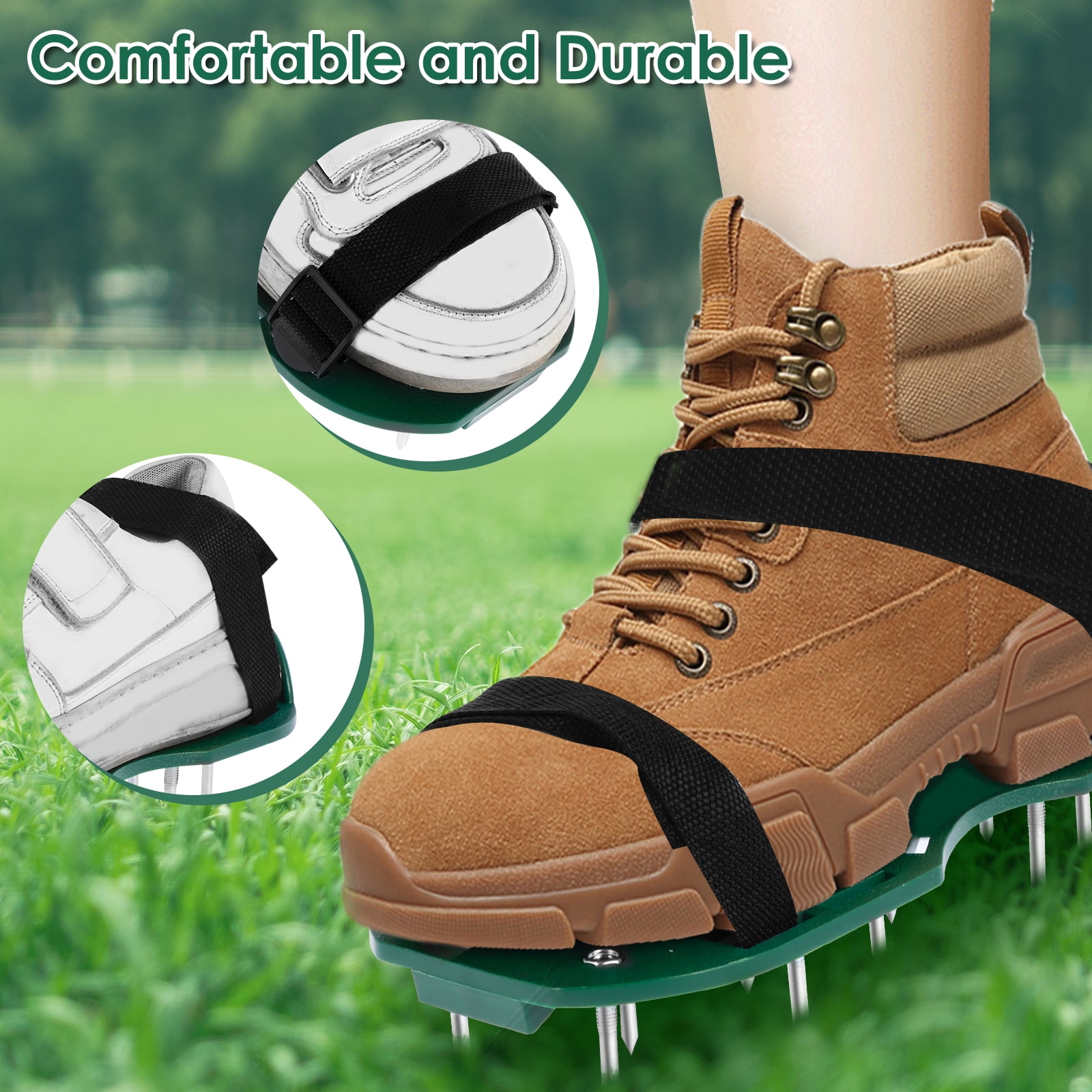 TMWEFUSC Lawn Aerator Shoes, Manual Lawn Aerator with Spike Adjustable Spiked, Aerating Sandals Reusable Plastic Lawn Aerator Sandals Lawn Equipment Tool, for Yard Patio Garden Lawn