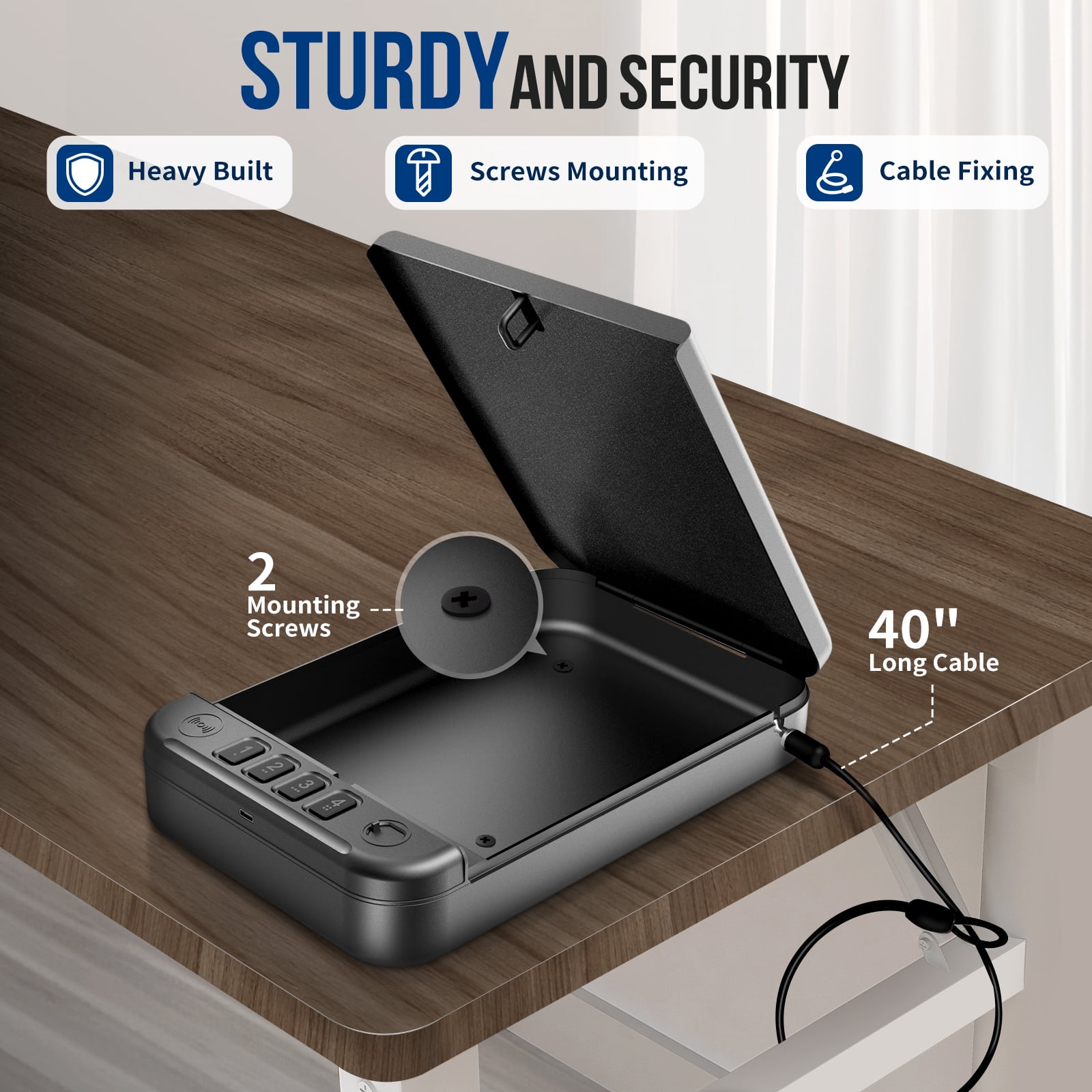 Blacksmith Portable Gun Safe for Pistol RFID Quick Access Handgun Safe Alloy Steel Gun Lock Box Small Pistol Safe for Nightstand Car Travel with Digital Passcode Key Unlock USB Rechargeable Battery