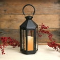 thumbnail image 5 of LumaBase Metal Lantern with Battery Operated Candle - Black Hexagon, 5 of 7