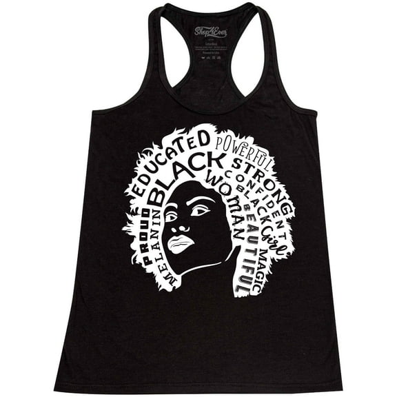 Shop4Ever Women's African American Woman Afro Word Cloud Racerback Tank Top Medium Black