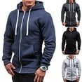 thumbnail image 3 of New Men's Slim Hoodie Warm Hooded Sweatshirt Coat Jacket Outwear Sweater Dark Gray L, 3 of 5
