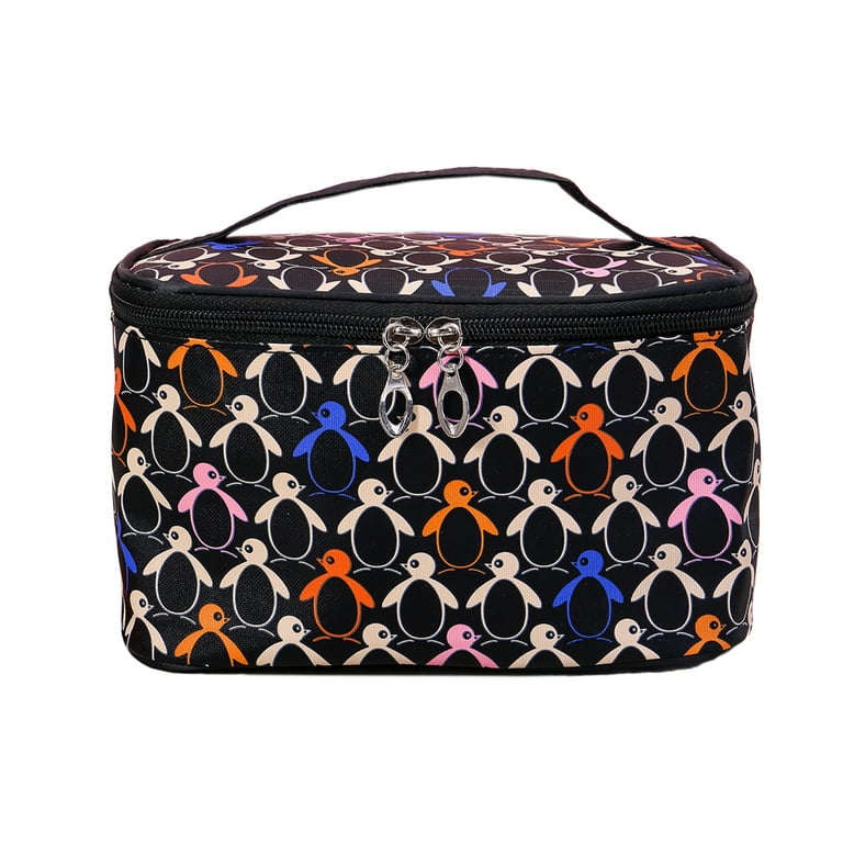Large Capacity Travel Cosmetic Bag - Portable Makeup Bags for Women  Waterproof PU Leather Checkered Makeup Organizer Bag with Dividers and  Handle,Toiletry Bag for Cosmetics, black : : Beauty