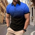 thumbnail image 7 of kpoplk Mens Short Sleeve Polo Shirts Casual Zipper Printed Golf Tennis T-Shirt Tops Blue,3XL, 7 of 7