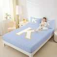 thumbnail image 5 of Feelyou Initial K Letter Twin Sheet Sets for Kid, Fashion Stripes Ombre Twin Fitted Sheet, Fairy Tale Princess Flat Sheet, Breathable Home Decor, 3pcs, 5 of 8
