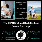 FOMI Extra Thick Coccyx Seat Cushion and Back Support Combo | Large Seat Pad and Lumbar Pillow for Car, Office, Gaming Chair, Wheelchair | Sciatica, Tailbone Pain Relief | Superior Memory Foam Comfort
