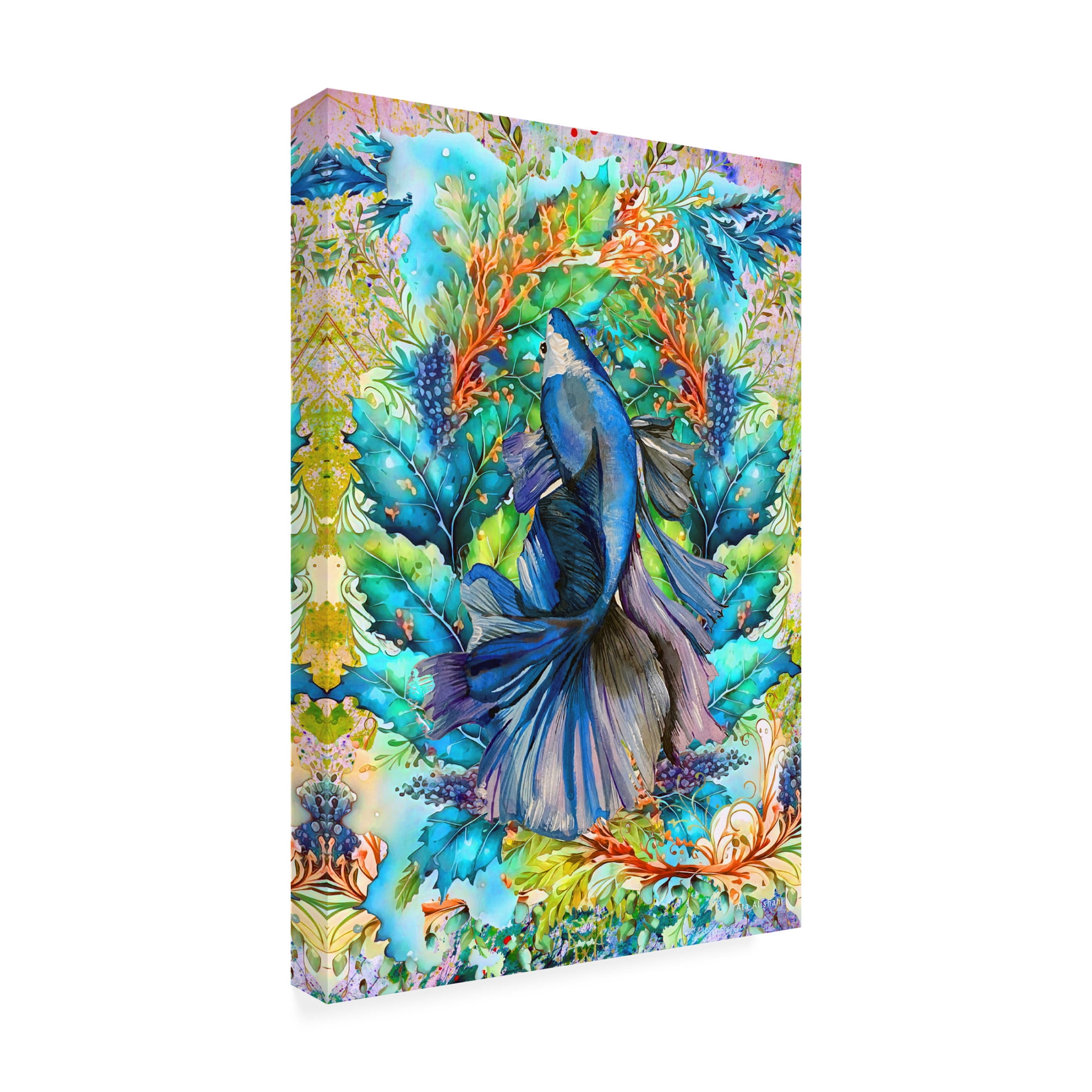 Canvas Wall Art - Ata Alishahi 'Fishgarden' Wall Art for Living Room, Bedroom, or Office Décor by Trademark Fine Art - 16 x 24 Inches