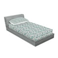 thumbnail image 2 of Ambesonne Abstract Fitted Sheet & Pillow Sham Set, Graphic Doodle Leaves Blue, Twin, Multicolor, 2 of 2