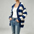 thumbnail image 2 of yillto Women Cardigan V Neck Button down Striped Sweater Knit Long Sleeve Loose Cardigans S-XXXL, 2 of 7