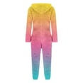 thumbnail image 5 of Miluxas Women Plush Hooded Jumpsuit Fuzzy Pajamas Gradient Color Long Sleeve Zipper Cute Winter Warm Onesie Rompers Hot Pink XL(XL), 5 of 6