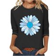 thumbnail image 1 of Camisetas Casuales de las Mujeres de Moda Impresa 3/4 Mangas Blusa Cuello Redondo para el Hogar Y Diario, 1 of 4