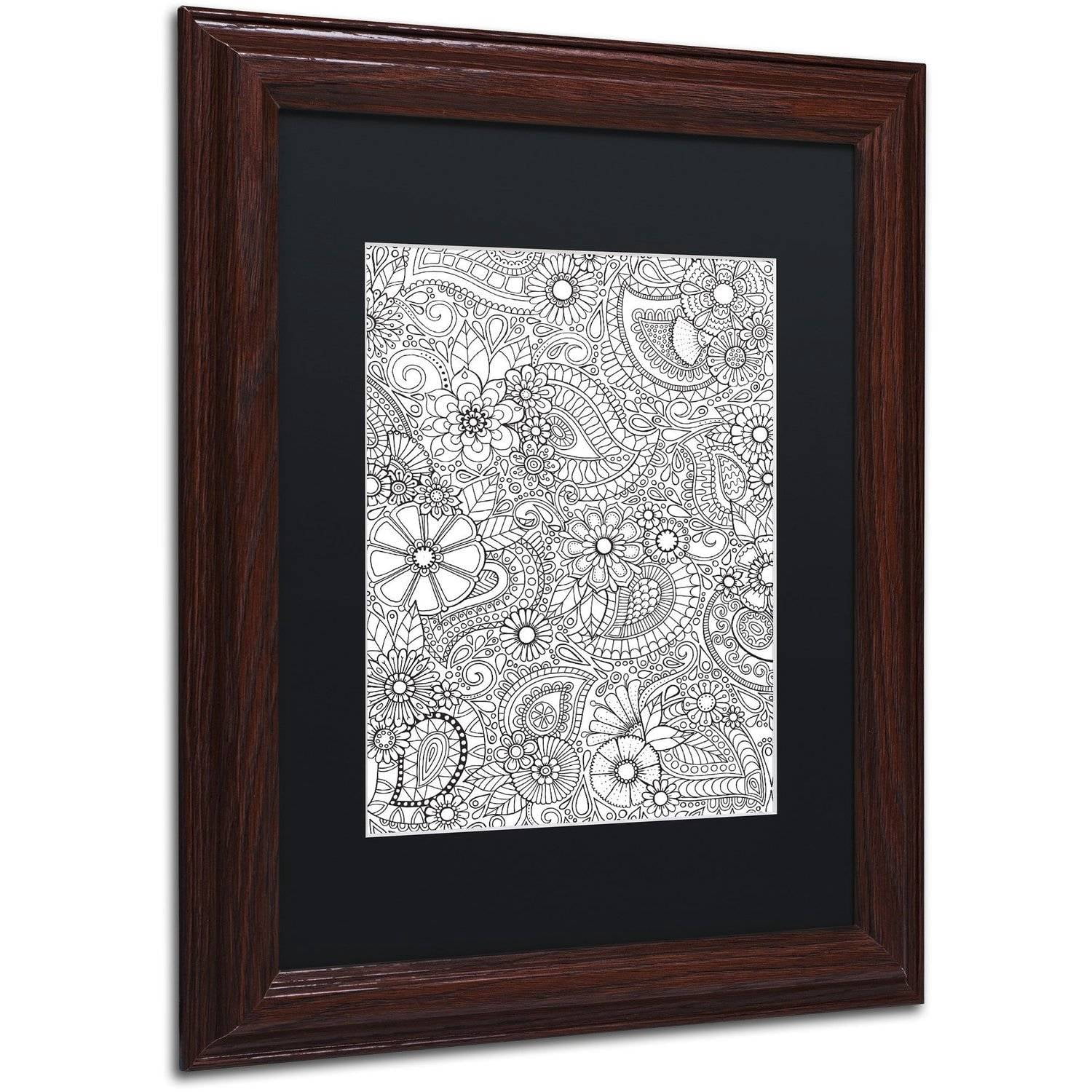Trademark Fine Art "Paisley Blooms" Canvas Art by Hello Angel, Black Matte, Wood Frame