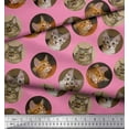 thumbnail image 3 of Soimoi Polyester Crepe Fabric Cat Face Animal Decor Fabric Printed Yard 52 Inch Wide, 3 of 3