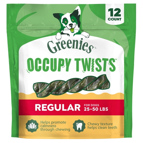 Greenies Occupy Twists Natural Dog Treats Regular Size, Chicken Flavor, 17.2 oz. Pack, 12 Count