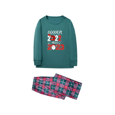

Family Matching Christmas Pajamas Set Solid Sleeves Cute Pattern Printing Festival For Adults & Kids Parent Child Outfit